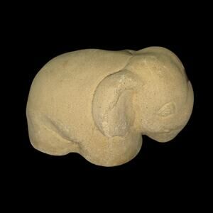 Vintage Hand Carved Stone Elephant Figurine Art Sculpture Beige